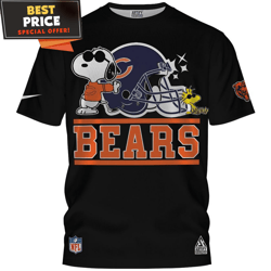 Chicago Bears x Snoopy And Woodstock Bears Fan Football Helmet TShirt, Chicago Bears Holiday Gifts  Best Personalized Gi