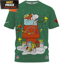 Chicago Bears x Snoopy And Woodstock Christmas House TShirt, Cheap Chicago Bears Gifts  Best Personalized Gift  Unique G