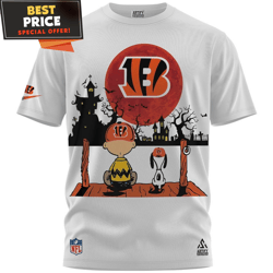 Cincinnati Bengals Charlie Brown And Snoopy Haunted House TShirt, Gifts for Bengals Fans  Best Personalized Gift  Unique