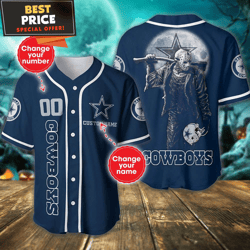 Dallas Cowboys Personalized Horror Movie Baseball Jersey, Dallas Cowboys Gifts for Superfans  Best Personalized Gift  Un
