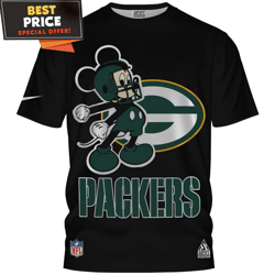 Green Bay Packers Mickey Mouse Big Fan TShirt, Green Bay Packers Funny Gifts  Best Personalized Gift  Unique Gifts Idea
