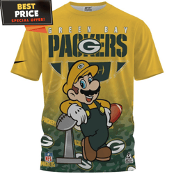 Green Bay Packers X Mario Champions Cup Aop Tshirt, Unique Green Bay Packers Gifts undefined Best Personalized Gift undefined Unique Gifts