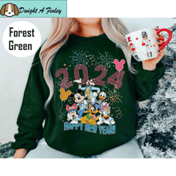 Cute Mickey and Friends Happy New Year Fireworks 2024 T-shirt, Disney Balloon Family Tee, New Year Crew shirt