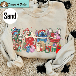 Cute Stitch and Angel Coffee Tea Sweater, Disney Couples Xmas Latte Drink Cup Lights Tee, Lilo Stitch Epcot Shirt,