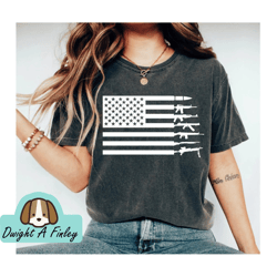 American Flag Guns Shirt, Shirt for Veteran, 4th of July Tshirt, USA Flag With Guns Rifles,Shirt For Gun Lover, USA Sold