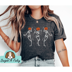 Dancing Skeleton Halloween Shirt, Pumpkin Halloween Shirt, Pumpkin Shirt, Fall Shirt Autumn shirt Fall Shirts for Women