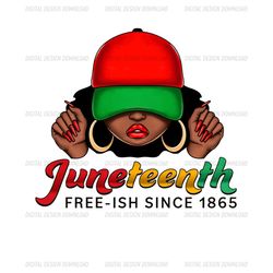 Black Girl Juneteenth Free Ish Since 1865 Design Png