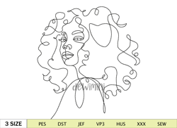 Afro Women Line Art Embroidery Design