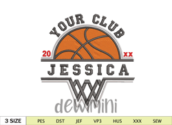 Basketball And Net Custom Name Embroidery Design