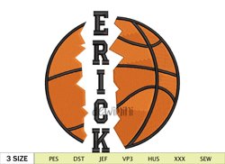 Basketball Split Name With Outline Embroidery Design