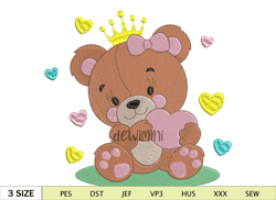 Cute Baby Girl Bear Embroidery Design
