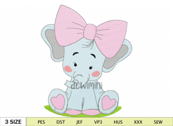Cute Elephant Girl Embroidery Design