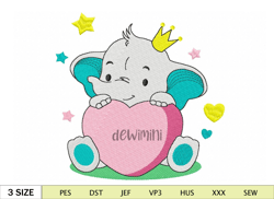 Cute Elephant Love Embroidery Designs
