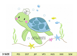 Cute Turtle Girl Applique Embroidery Design