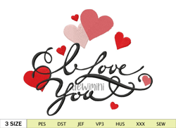 I Love You Embroidery Design