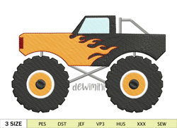 Monster Truck Embroidery Design Files