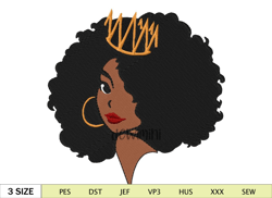 Queen Afro Face Embroidery Design