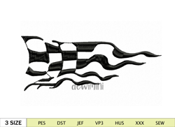 Racing Flag Wave Embroidery Design