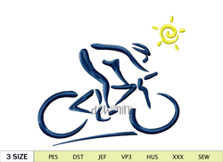 Racing Cyclist Outline Embroidery Design