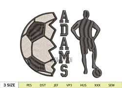 Soccer Embroidery Design Split Name Men