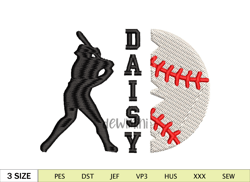 Softball Split Name Embroidery Design