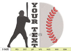 Split Name Baseball Embroidery Design