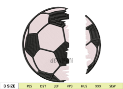 Split Soccer Football Embroidery Design
