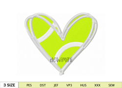 Tennis Heart Embroidery Design