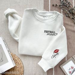 Custom Embroidered Football Mom Heart Shirt, Embroidered Gift, Mother Embroidered