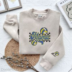 Custom Embroidered Volleyball Mama Pattern Shirt, Embroidered Gift, Mother Embroidered