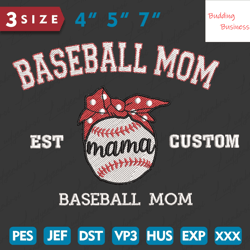Baseball Mama Embroidery Design, Mothers Day Embroidery Design