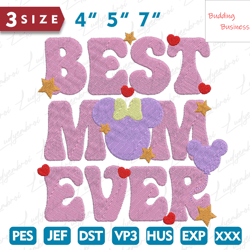 Best Mom Ever Embroidery Design, Mothers Day Embroidery Designs