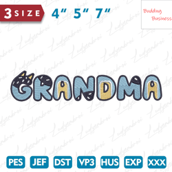 Blue Dog Grandma Embroidery Design, Personalized Blue Dog Grandma Embroidery Design