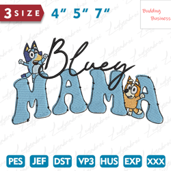Blue Dog Mama Embroidery Design, Personalized Blue Dog Mama Embroidery Design
