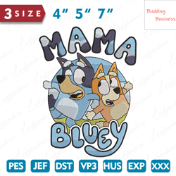 Blue Dog Mama Embroidery, Blue Dogs Mom Embroidery Design