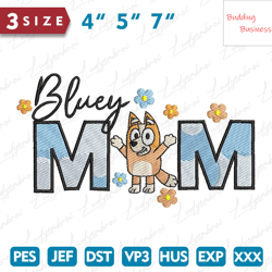 Blue Mama Embroidery, Blue Dogs Mother Day Embroidery Design File