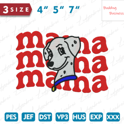 Cartoon Mama Dog Embroidery Design, Mothers Day Embroidery Design