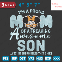 Im A Proud Mom Embroidery Design, Personalized Im A Proud Mom Embroidery Design