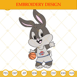 Baby Bugs Bunny Basketball Embroidery Designs, Baby Looney Tunes Embroidery Design File