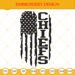 Chiefs US Flag Embroidery Files, Kansas City Football Embroidery Designs