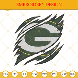 Green Bay Packers Ripped Claw Machine Embroidery Design File