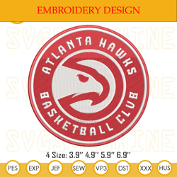 NBA Atlanta Hawks Logo Embroidery Design