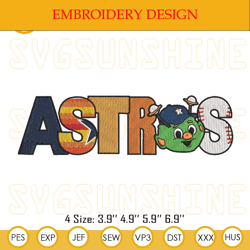 Orbit Houston Astros Embroidery Design, Astros Embroidery Files