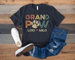 Dog Grandpa Shirt with Dog Names, Personalized Gift for Dog Grandpa, Custom Grandpaw Shirt with Pet Names, Dog Owner Shi