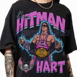 Bret Hart Vintage 90s Graphic TShirt, Bret Hart Hitman T-Shirt, American Professional Wrestler Graphic Tees