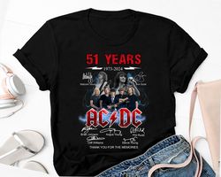 Vintage 51 Years AC/DC 1973-2024 Shirt, Ac/dc Band Unisex Shirt, Signature ACDC Anniversary Shirt