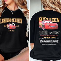 2 Sides Limited McQueen Comfort Color T-Shirt Vintage Cars Movie Tee Lightning McQueen And Sally Shirt