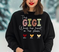 Gigi Christmas Sweatshirt, This Gigi Wears Her Heart on Her Sleeve, 125