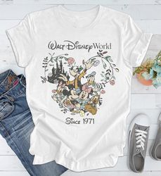 Vintage Floral Disney Shirt, Retro Floral Disney Sketch Shir, 123