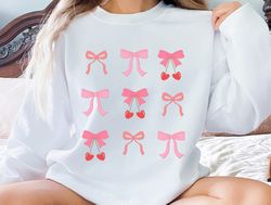 Pink Bow Sweatshirt, Cherry and Bow Sweatshirt, Coquette T-s